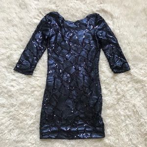 Navy Blue sequin mini dress